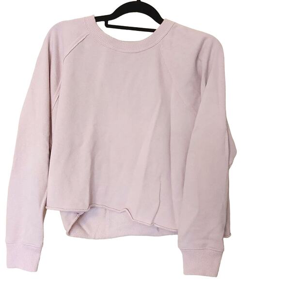 aerie Sweaters - Areie Size Medium M Light Pink Raw Hem Sweatshirt Long Sleeve Top Casual Comfy
